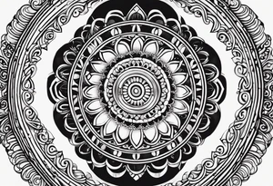 only one vertical line of seven individual circles in descending size tattoo idea