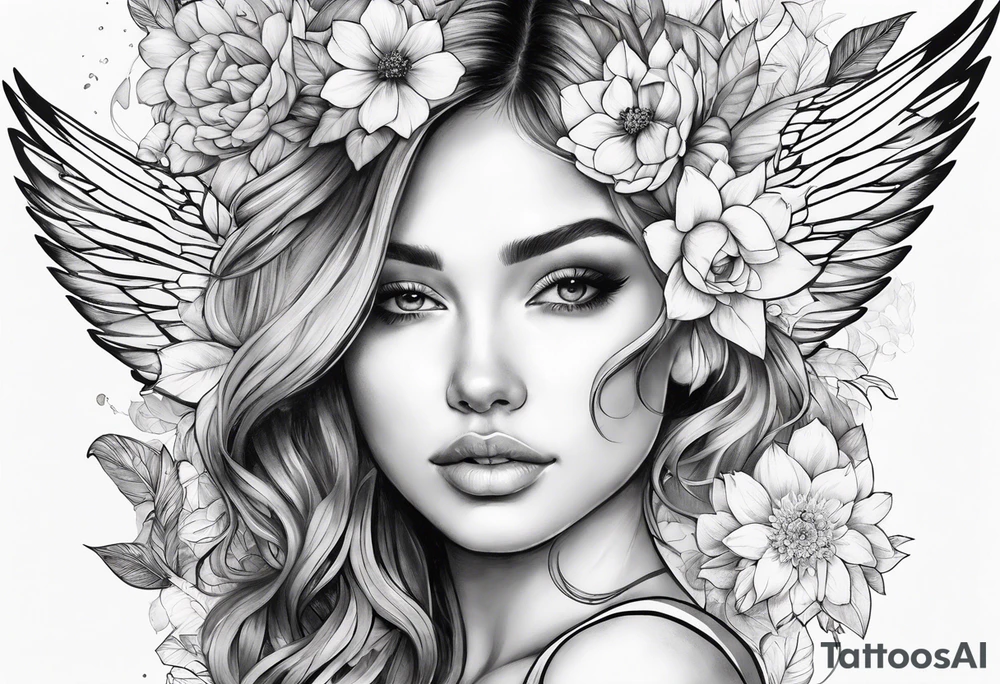 wing, flower, tattoo idea