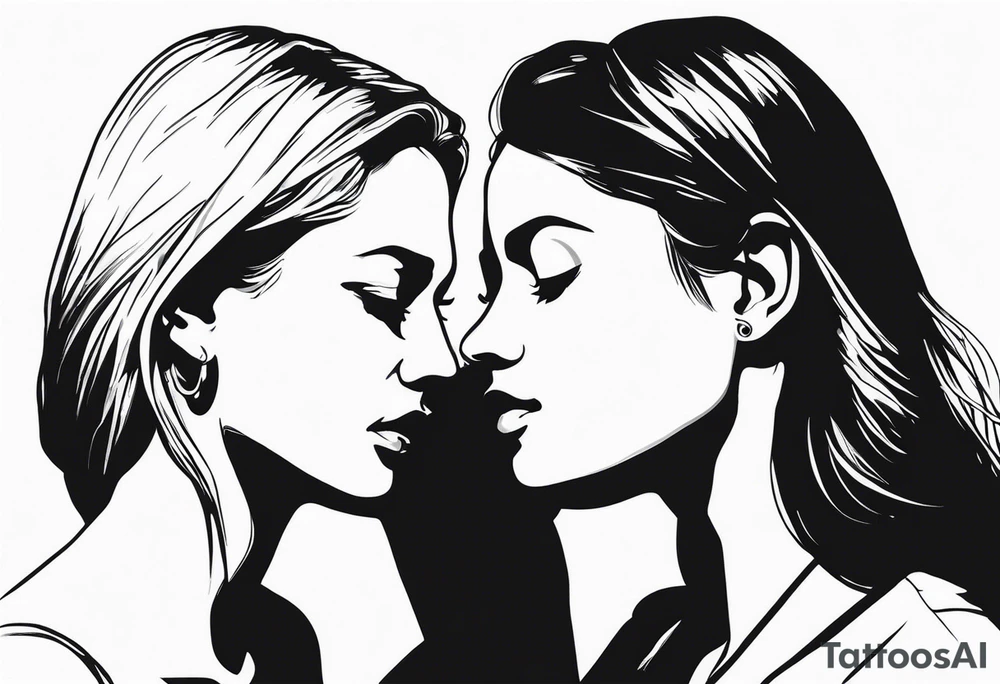 side profile of women holding hand on throat tattoo idea