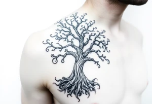 Irish shoulder tattoo, that is non-religious and has a Celtic tree tattoo idea