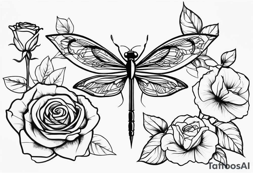Rose, Virgo, dragon fly tattoo idea