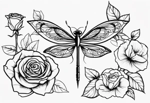 Rose, Virgo, dragon fly tattoo idea
