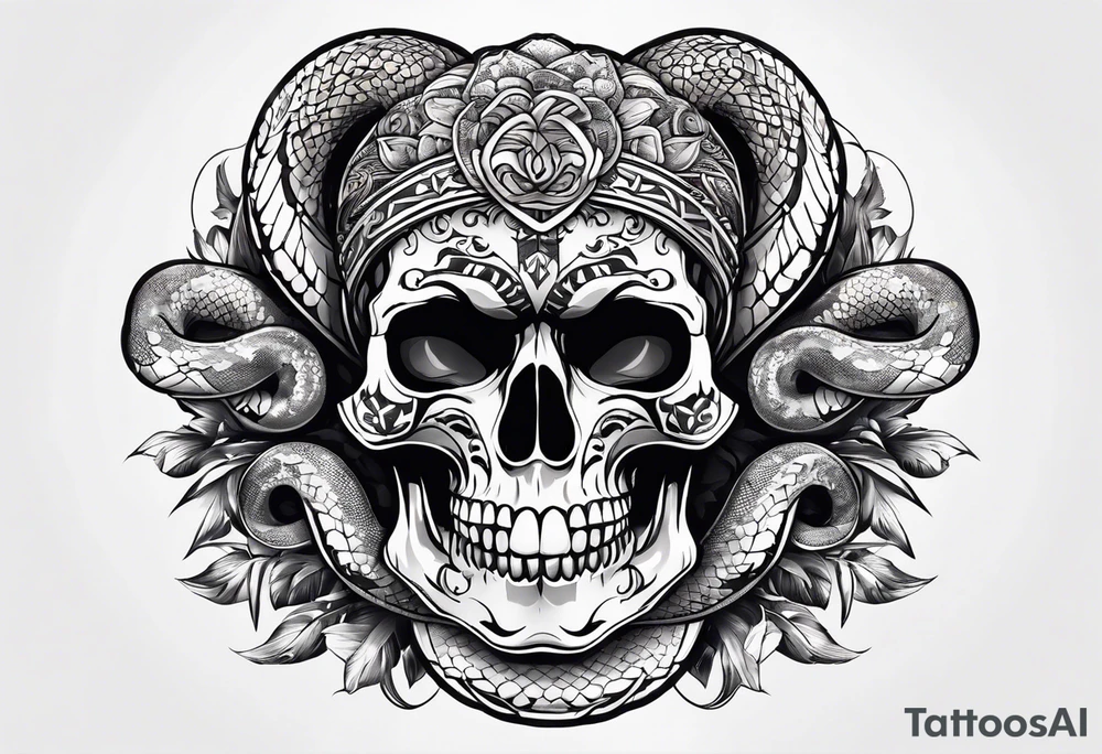 Skull and snake tattoo idea