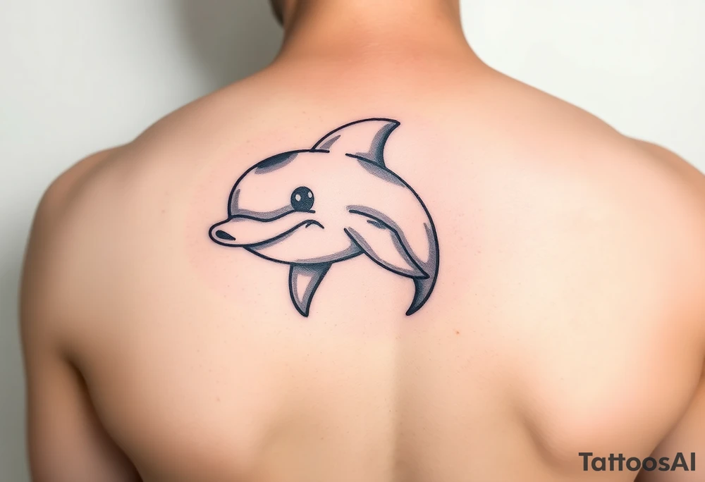 Cartoon dolphin with a mischievous face tattoo idea