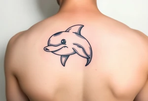 Cartoon dolphin with a mischievous face tattoo idea