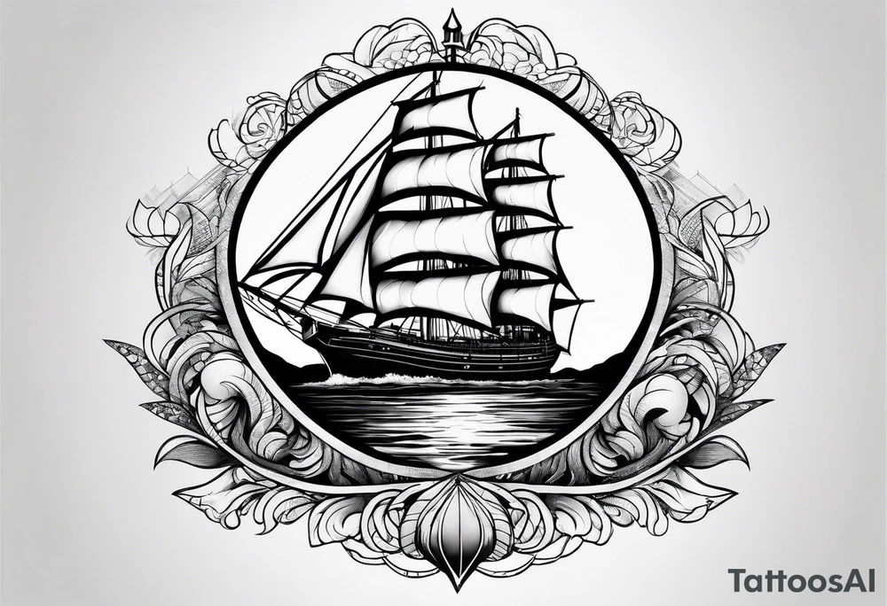 A sailing boat tattoo idea