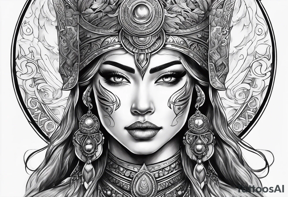 Moon warrior goddess tattoo idea