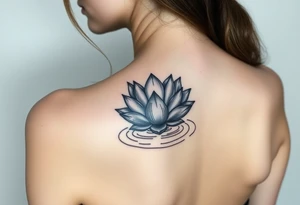 serene lotus flower emerging from sacred waters with ripples tattoo idea