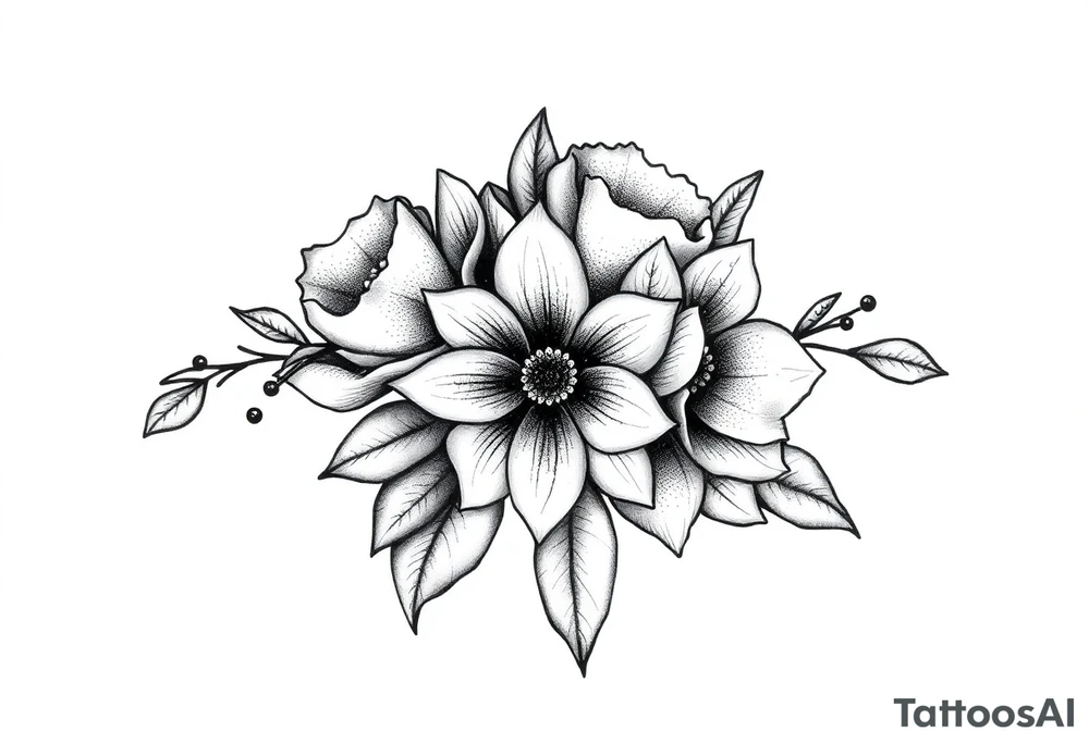 bouquet of flowers tattoo idea