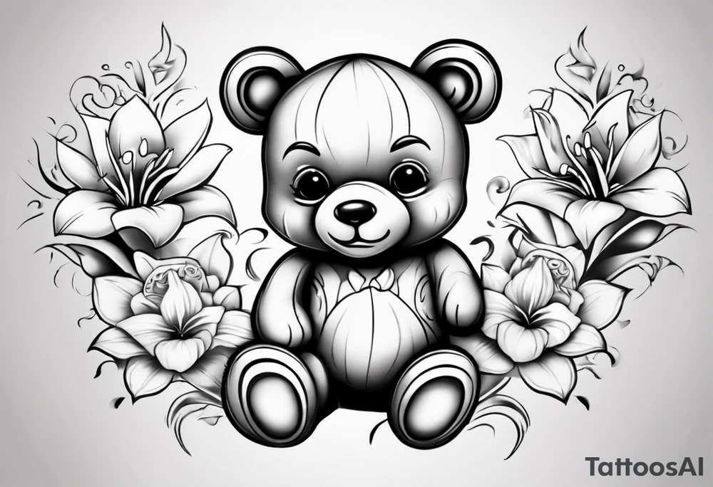 Lily teddy bear tattoo idea