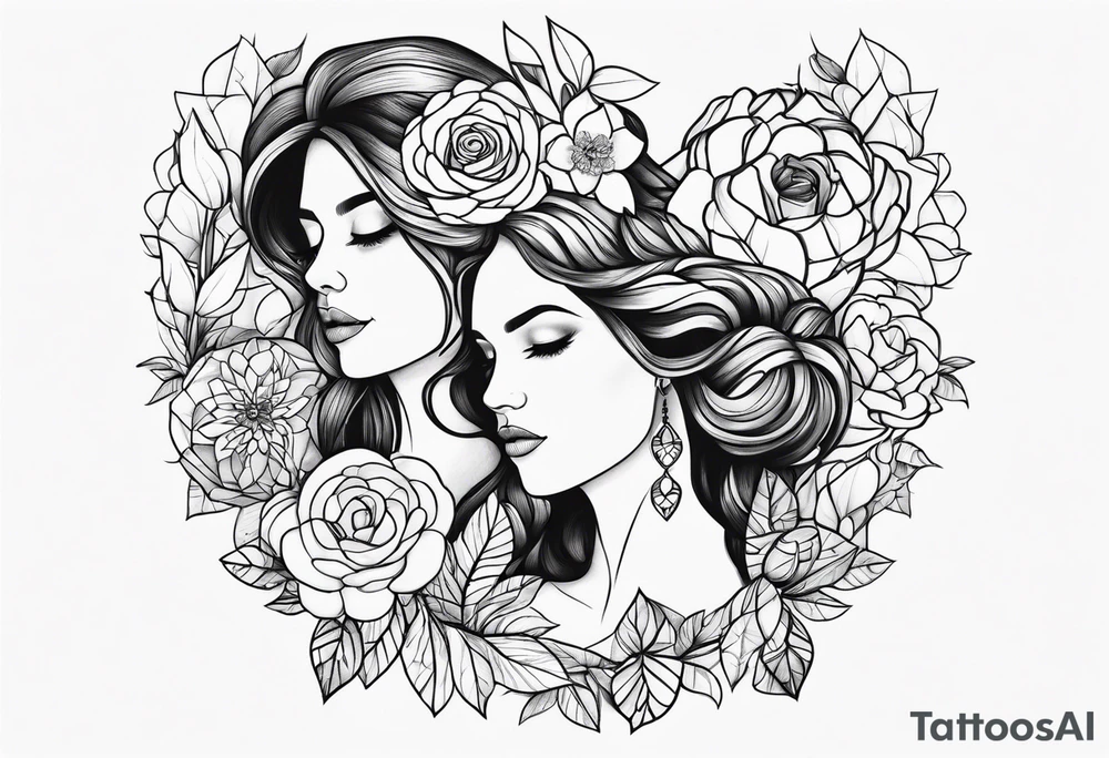 Mother and three daughters design no hearts or flowers tattoo idea