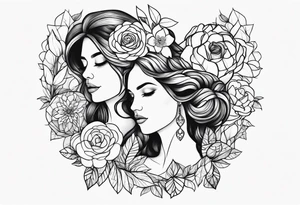 Mother and three daughters design no hearts or flowers tattoo idea