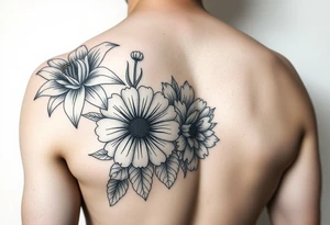 Forearm Water lily daisy carnation and chrysanthemum tattoo idea