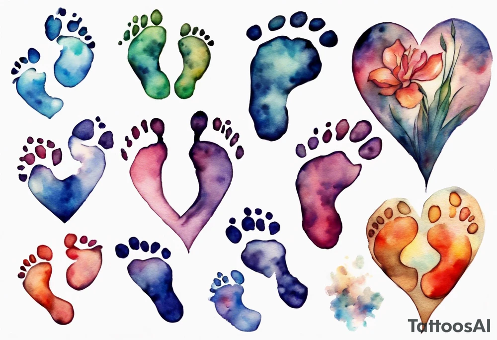 Footprints in a heart tattoo idea