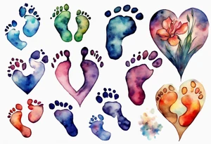 Footprints in a heart tattoo idea