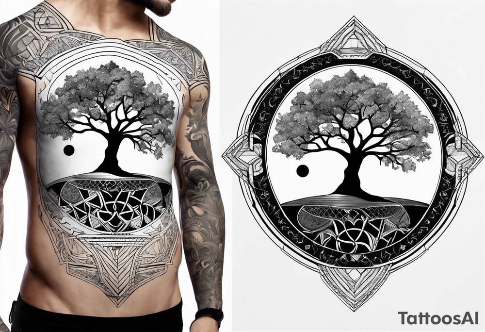 Sacred geometry. Tree of life going through a Taurus tattoo idea