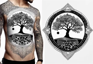 Sacred geometry. Tree of life going through a Taurus tattoo idea