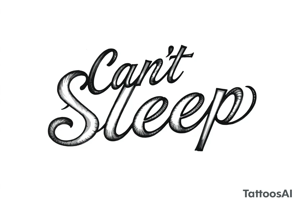 Words “Can’t Sleep” written in thick font tattoo idea