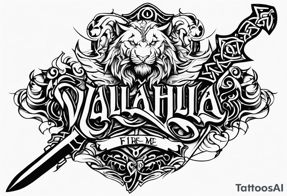 Valhalla fire sword chains mom tattoo idea