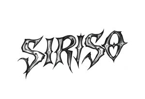 Abstract Tribal font saying “SIRISO” with all letters close together and the S in SIRISO connected to the O tattoo idea
