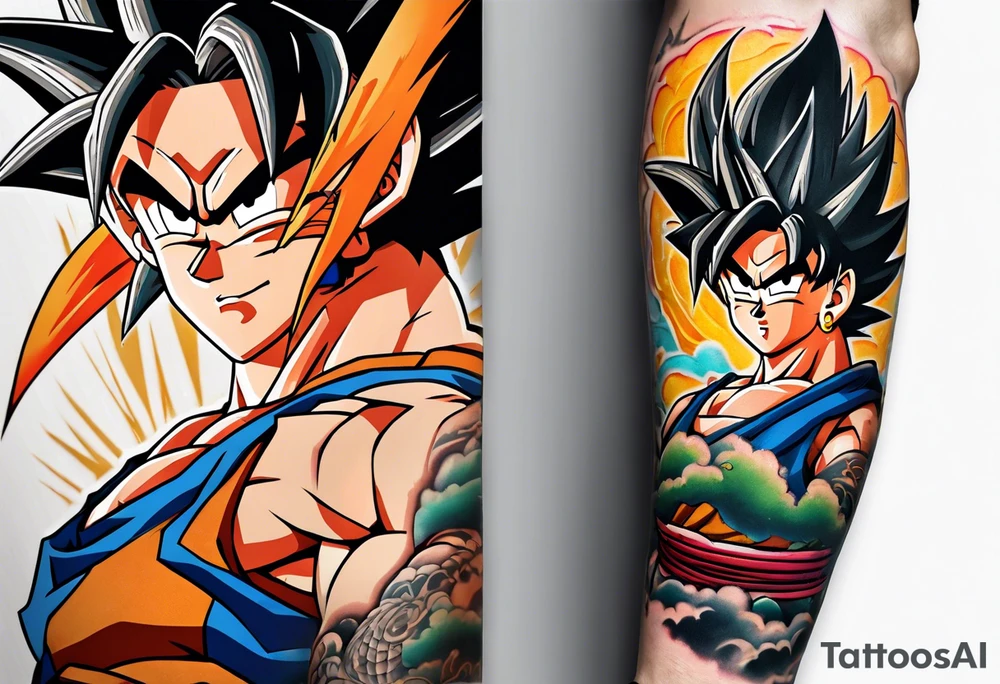 Tattoo on arm with goku with wings tattoo idea