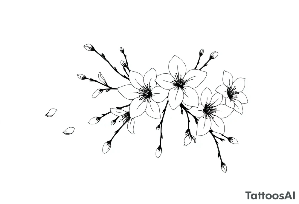 delicate cherry blossoms swirling in spring breeze with petals tattoo idea delicate cherry blossoms swirling in spring breeze with petals tattoo idea