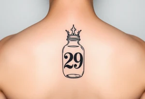 Baby bottle with crown and number 29 tattoo idea