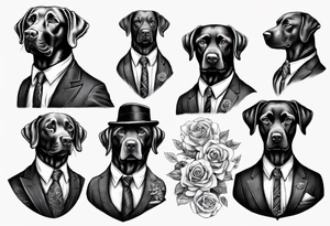 A labrador in a double breasted suit tattoo idea
