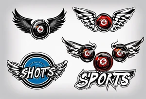 hockey puck with wings that says "SHOT SPORTS" tattoo idea