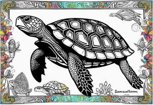 potawatomi turtle with the name sam incorporated into thje shell design tattoo idea