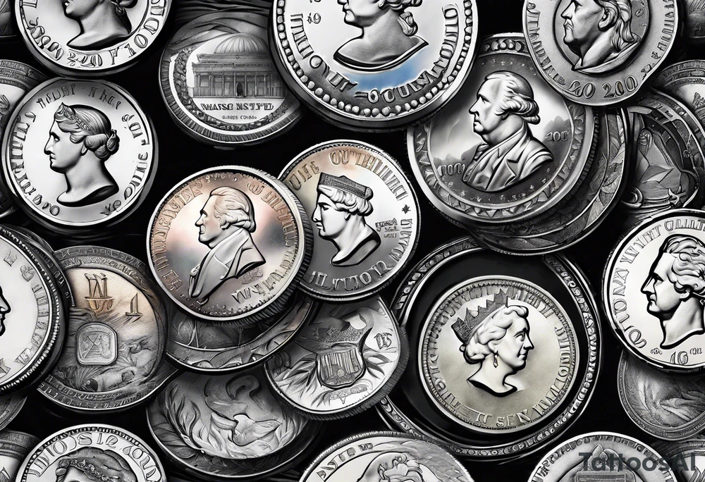 US Currency coins tattoo idea