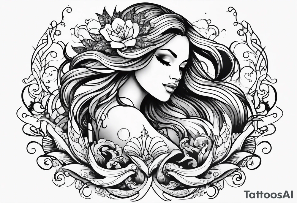 A beautiful and singing mermaid tattoo idea