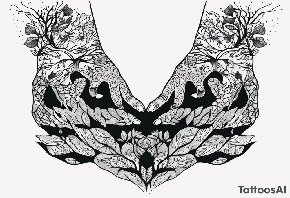 Hands morphing into roots tattoo idea