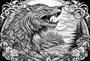 Monochrome nature's fury tattoo idea