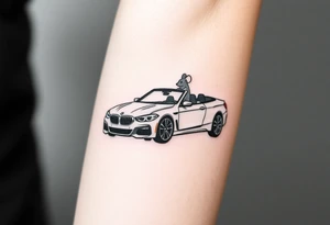 Mouse driving bmw car tattoo idea