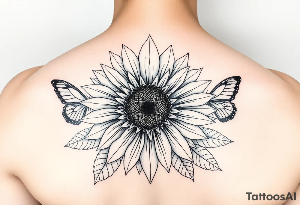 Sunflower with Shari an butterflies tattoo idea