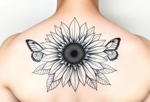 Sunflower with Shari an butterflies tattoo idea