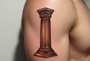 A burnished copper Djed pillar, standing tall as a symbol of strength and stability. tattoo idea