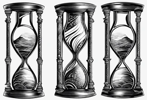 Kaizen Japanese, hour glass to show time is of the essence, veni vidi vici tattoo idea