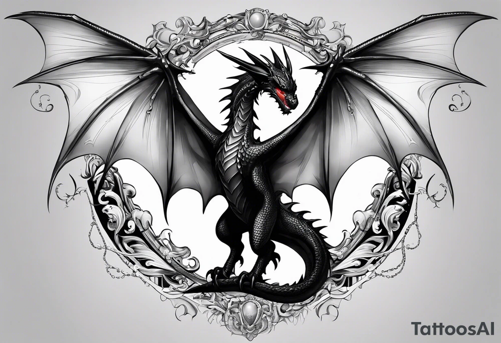 i want the tattoo on my upper back an i want it to be of toothless the dragon but realistic and i want the wings to be spread like on my traps. tattoo idea