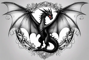 i want the tattoo on my upper back an i want it to be of toothless the dragon but realistic and i want the wings to be spread like on my traps. tattoo idea