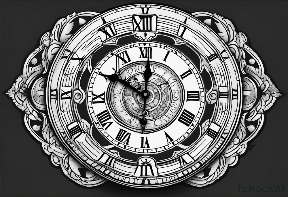 Clock face with date tattoo idea