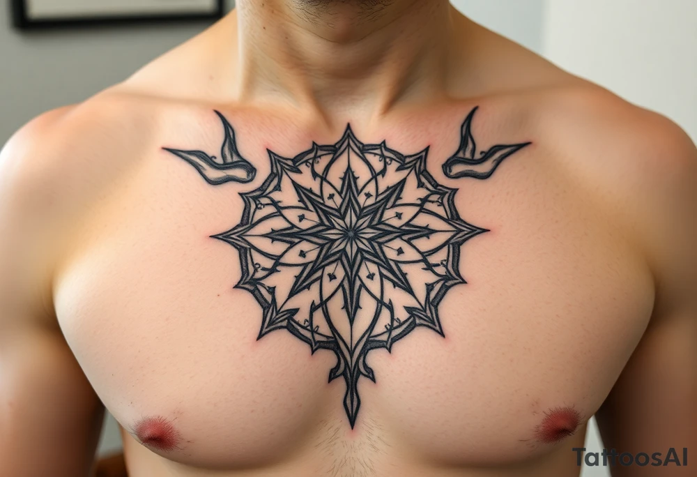 And magnificent intricate family crust from ireland for the smith family into a full chest piece tattoo on a man tattoo idea