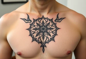 And magnificent intricate family crust from ireland for the smith family into a full chest piece tattoo on a man tattoo idea