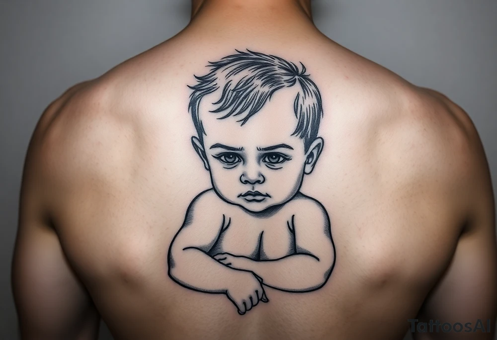 Baby boy with background tattoo idea