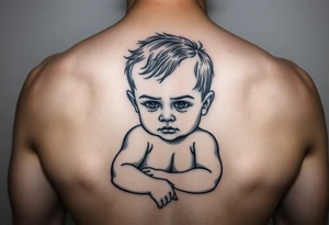 Baby boy with background tattoo idea