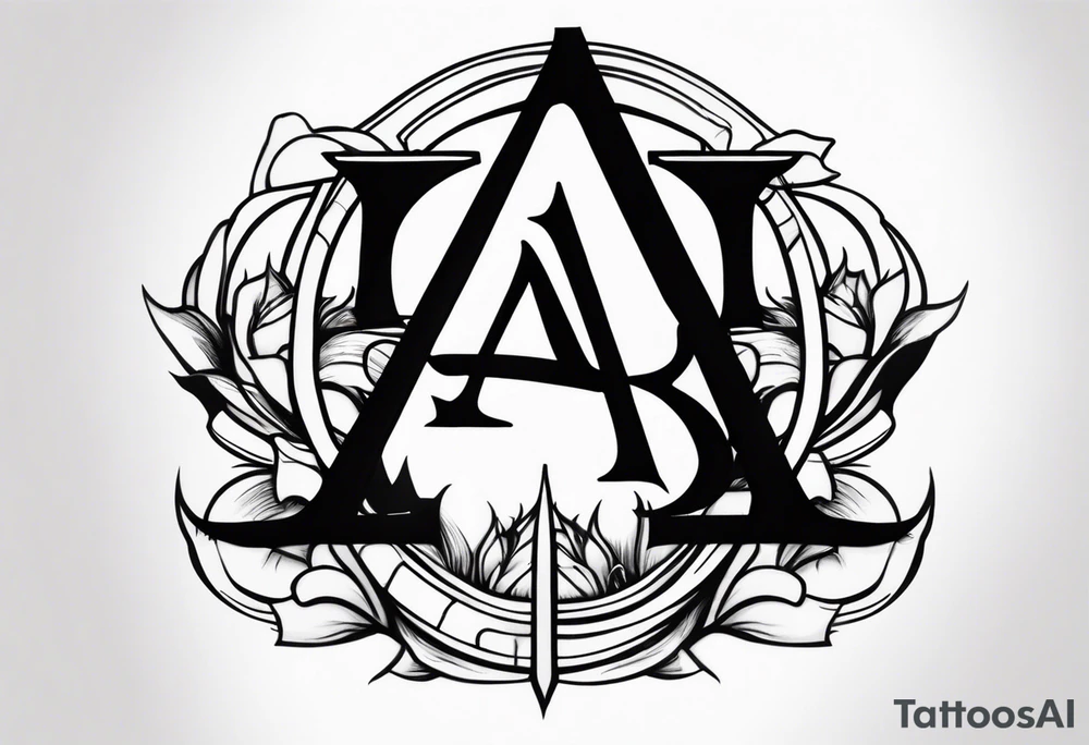 the letters A R in the middle of a ninja headband tattoo idea