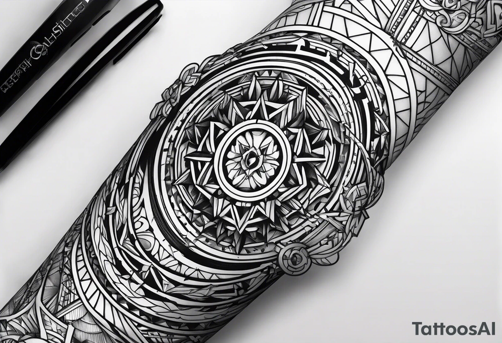 cyber sigilism forearm sleeve tattoo idea