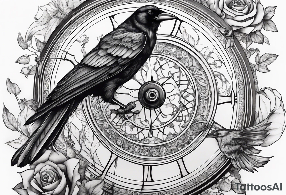 Magnificent with spinning wheel and crow from sleeping beauty tattoo idea