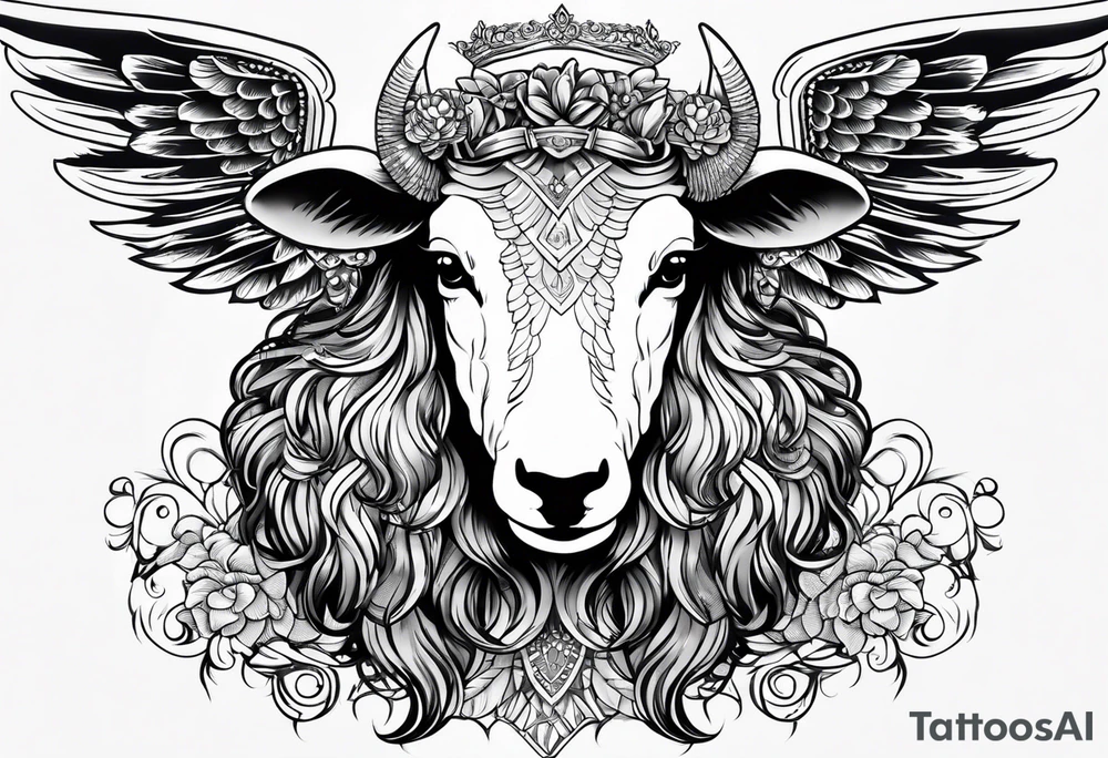 black sheep with angel wings tattoo idea